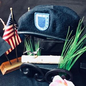 Black Beret with Blue Patch